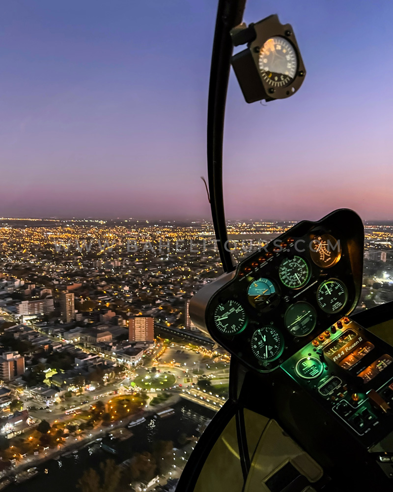 Sunset helicopter flight over Tigre